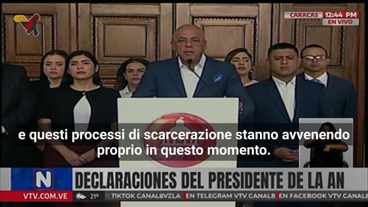 "Stiamo liberando numerosi detenuti, anche stranieri": l'annuncio del Parlamento venezuelano