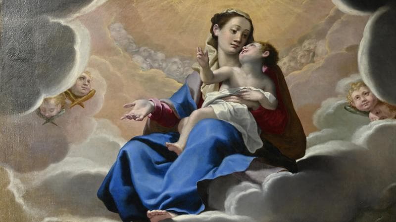 Bartolomeo Cesi, Madonna con il Bambino in gloria con i santi Benedetto, Giovanni Battista e Francesco (particolare)

