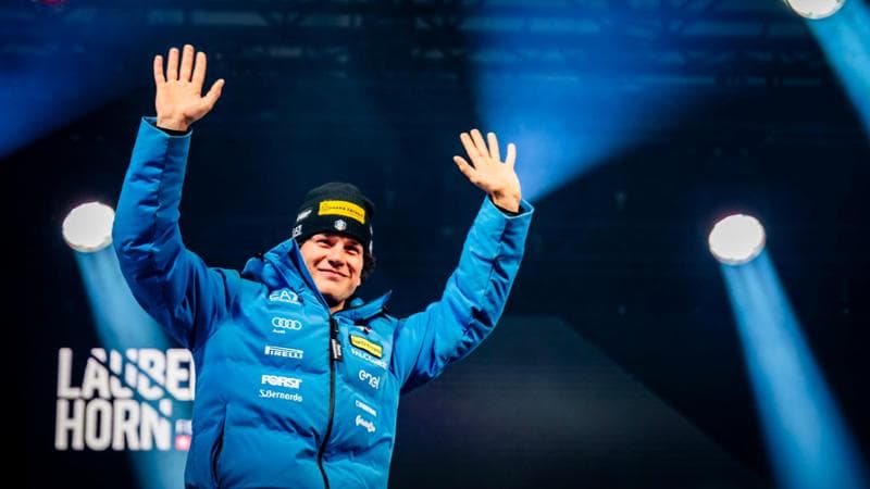 Giovanni Franzoni alla premiazione di Wengen