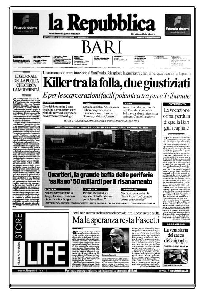 Il primo numero con l'editoriale che titolava: "Il giornale della Puglia che cerca la modernità"