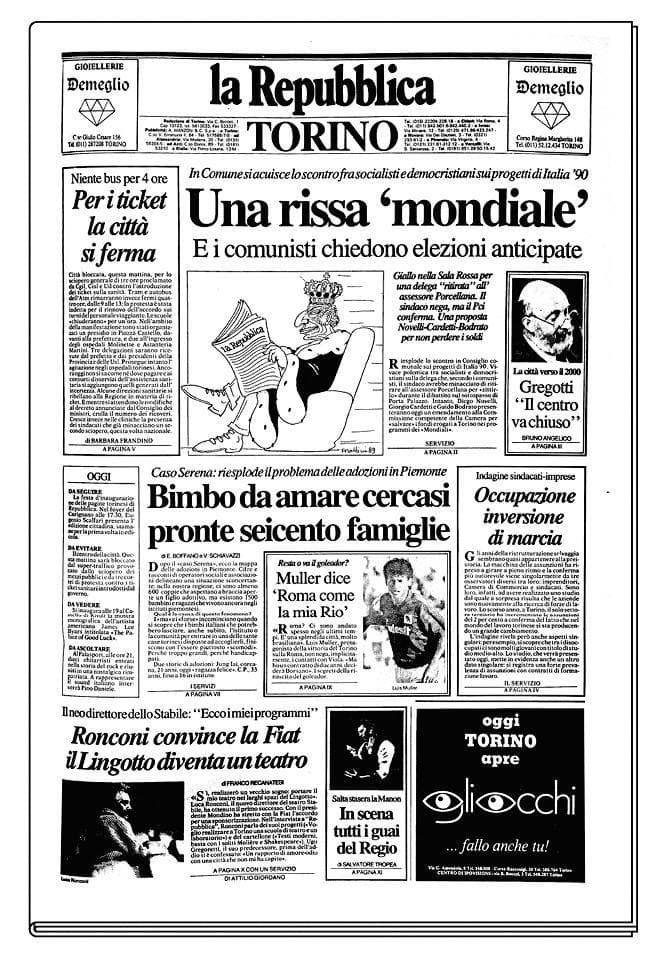 Le pagine di Torino escono nel 1989