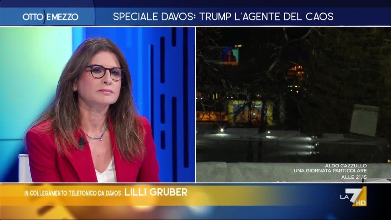 Davos, La7: lo studio di  "Otto e mezzo" evacuato per incendio. Lilli Gruber conduce per telefono