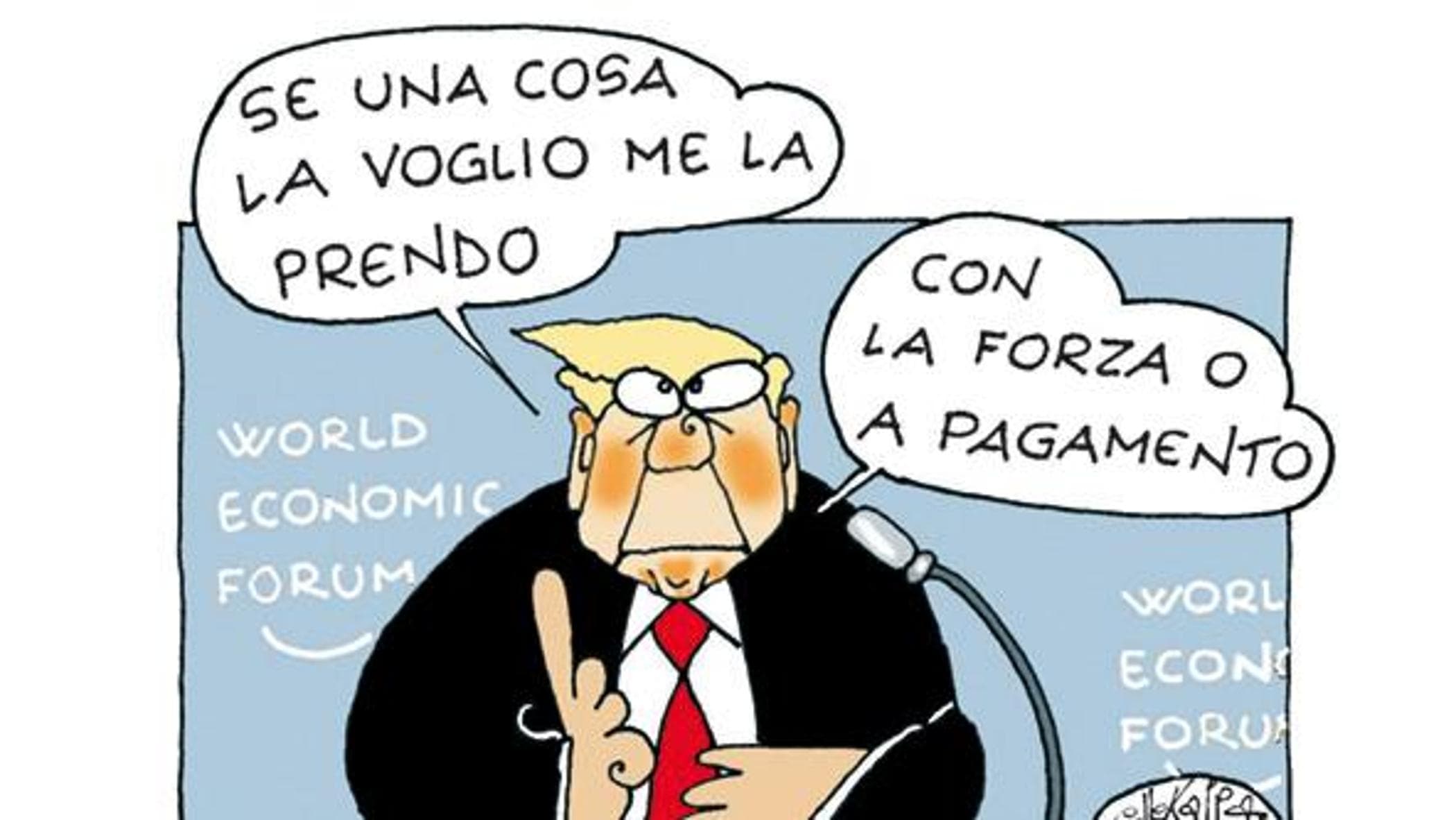 Trump a Davos visto da Ellekappa
