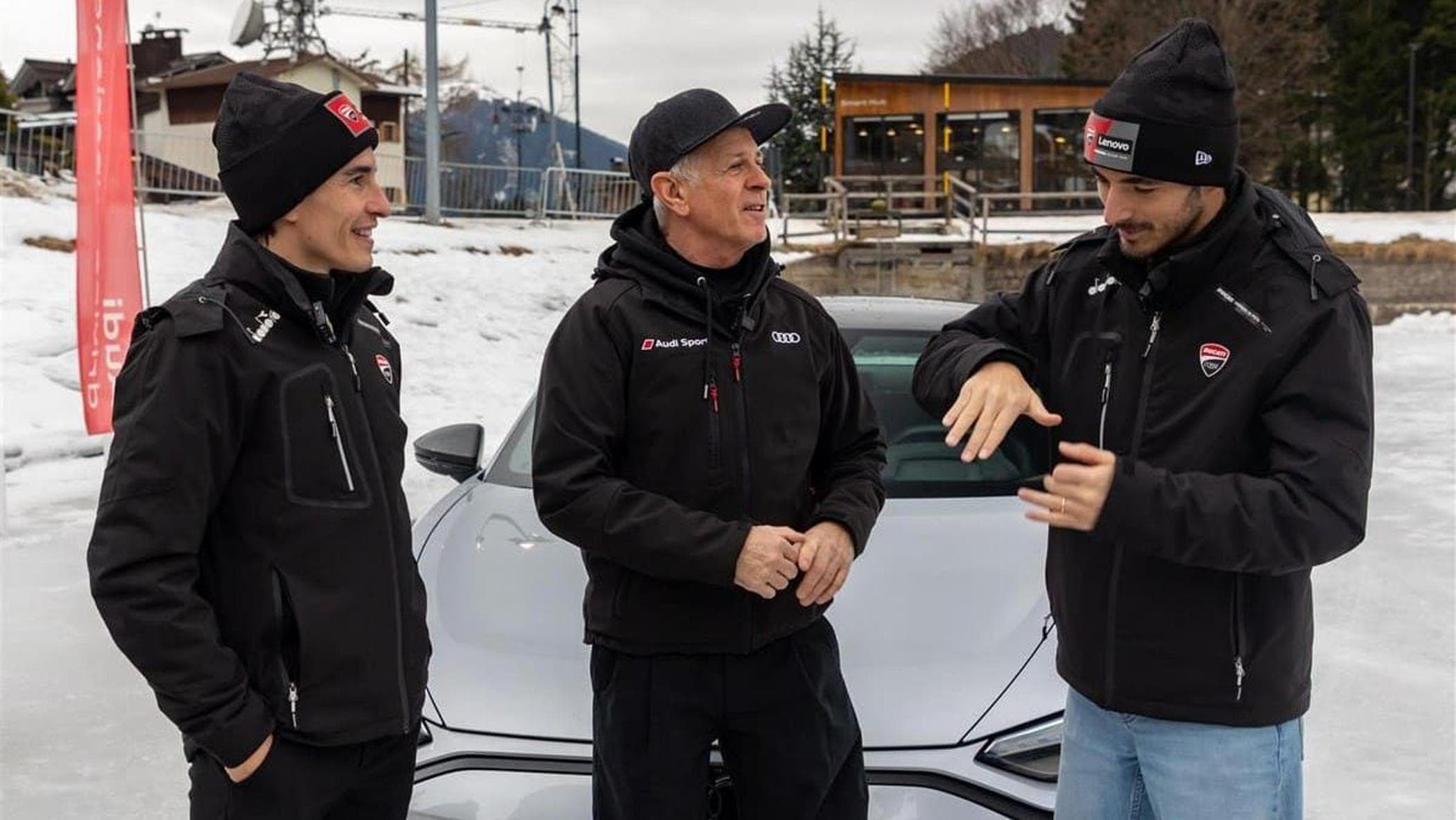 Bagnaia, Campiglio'da Audi RS e-tron GT ile Ducati şampiyonlarının mücadelesi olan Marquez'e karşı. video