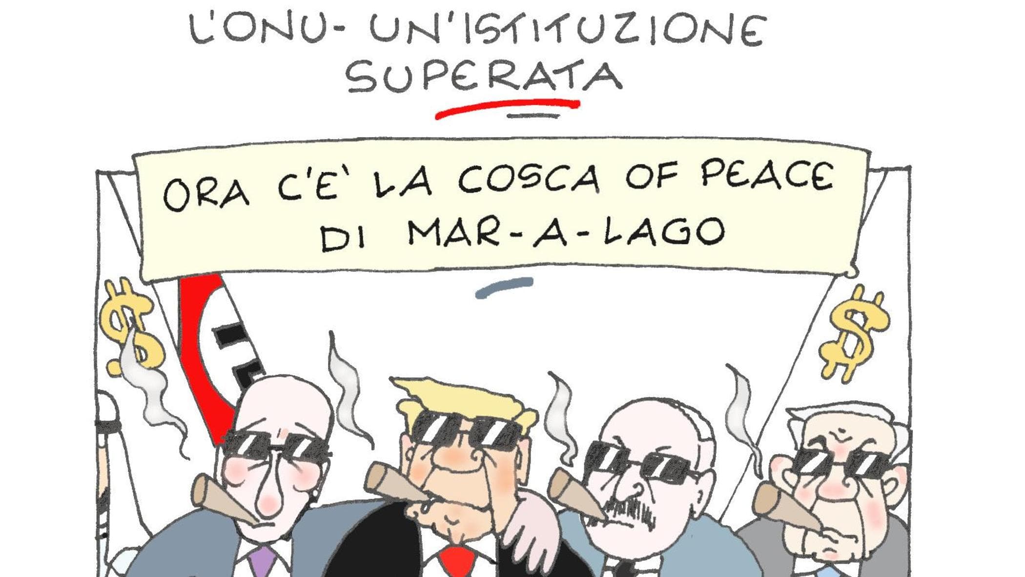 Trump e la “Cosca of peace”, la vignetta di Ellekappa