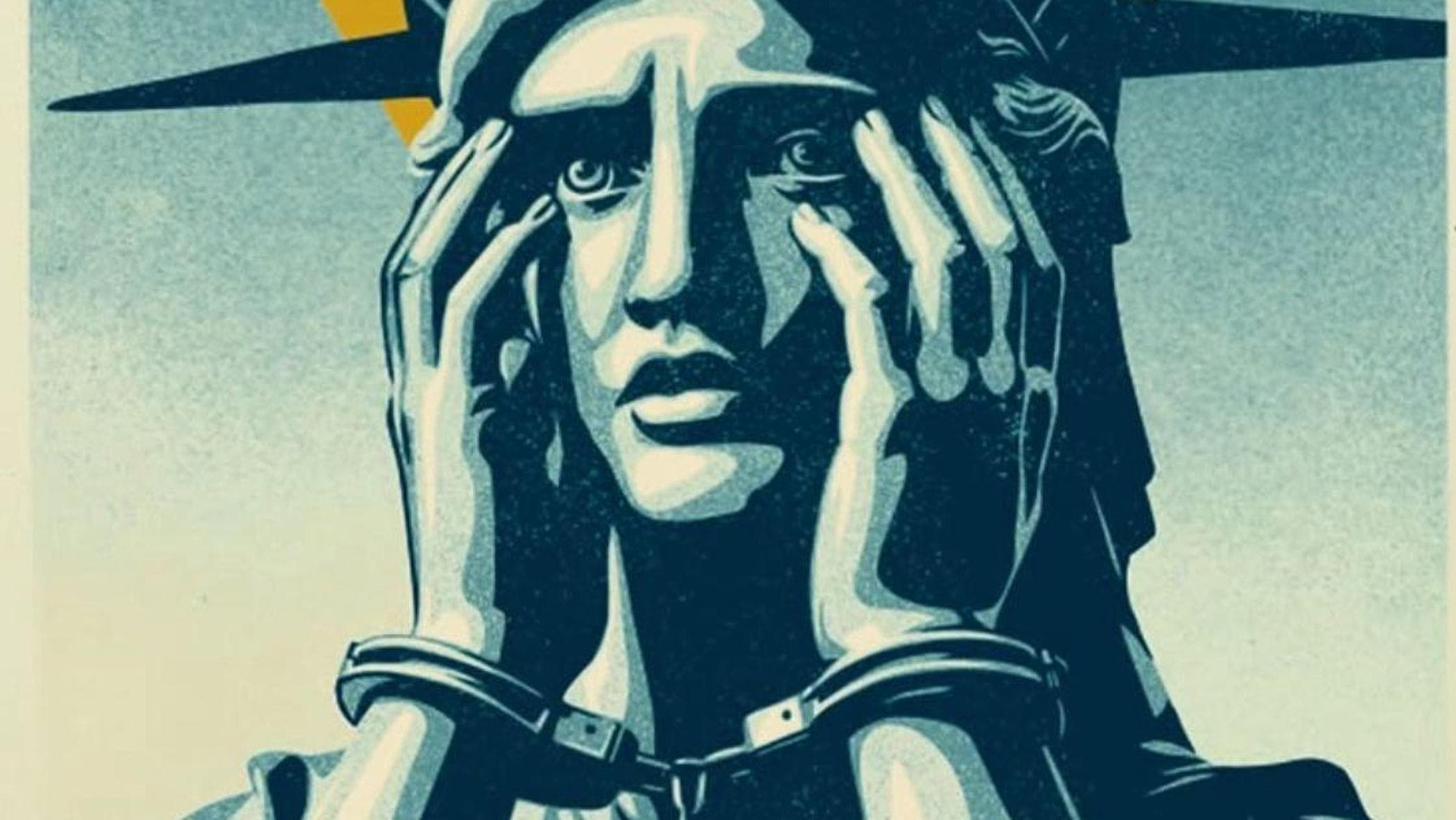 Lady Liberty in manette: il nuovo poster di Obey contro le violenze dell’Ice a Minneapolis