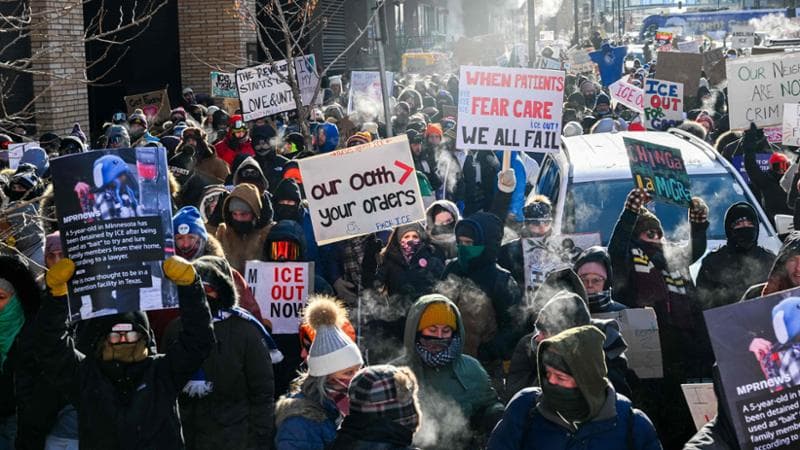 Minneapolis (Minnesota), 23 gennaio: un corteo contro l'Ice