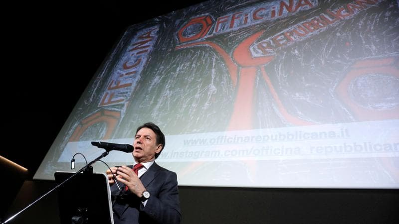 Il presidente del M5S Giuseppe all'evento Officina repubblicana