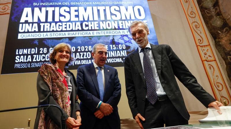 Noemi Di Segni, presidente Ucei, Maurizio Gasparri di&nbsp;Forza Italia e Graziano Delrio Pd
