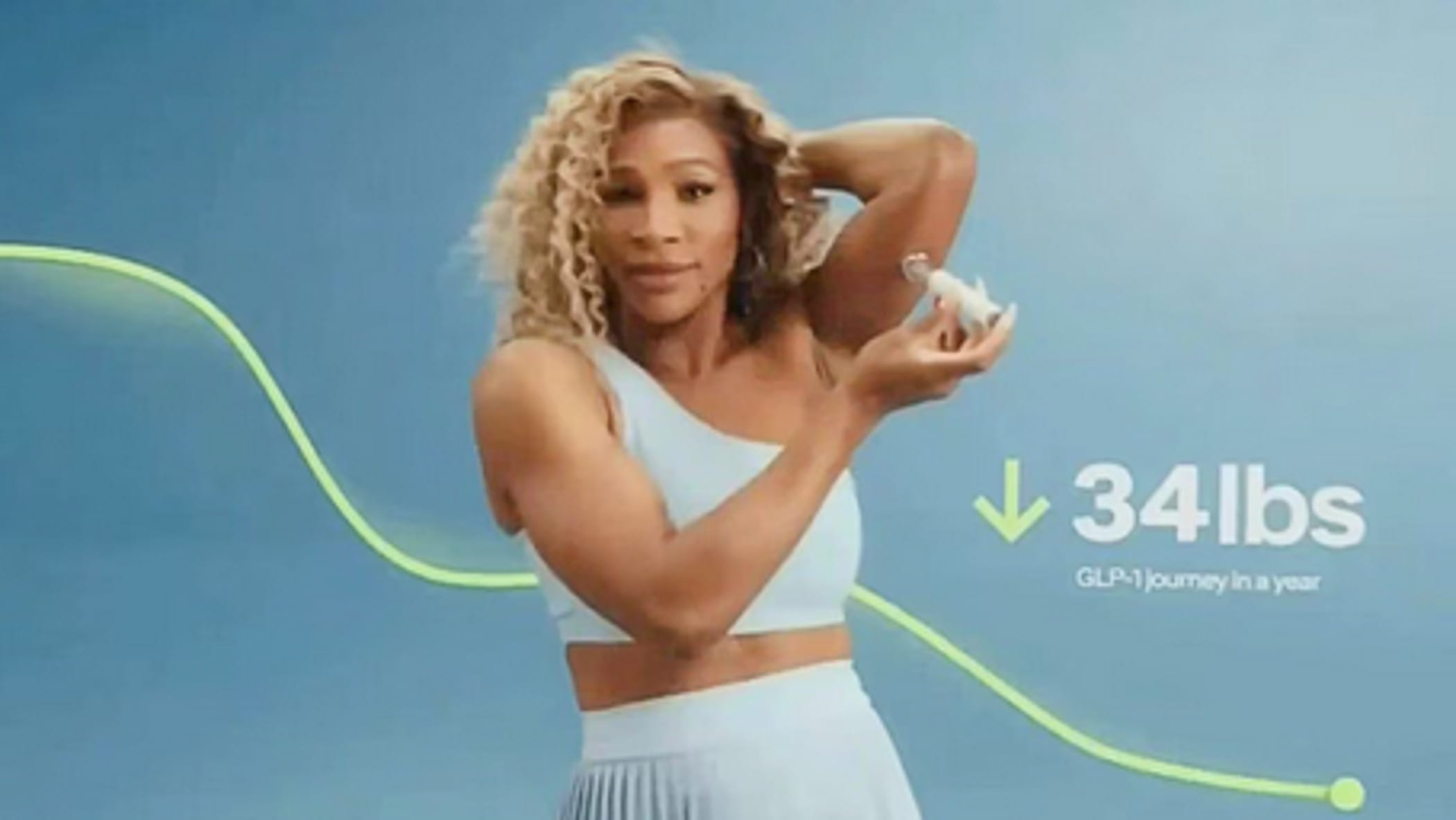 Serena Williams in uno spot durante il Super Bowl si inietta un farmaco per dimagrire: ed è polemica