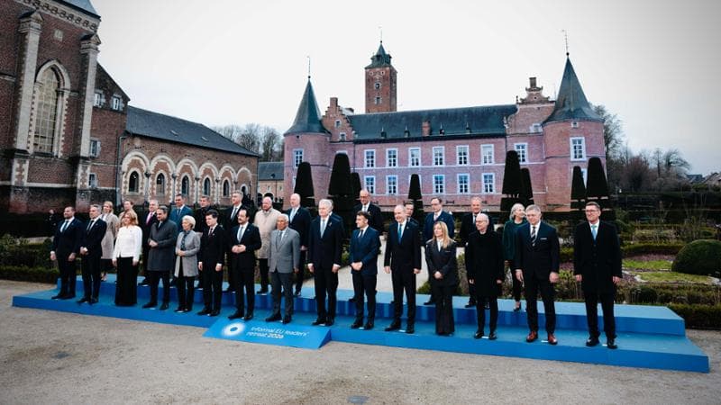Giorgia Meloni all'incontro informale dei leader Ue al castello di Alden Biesen in Belgio