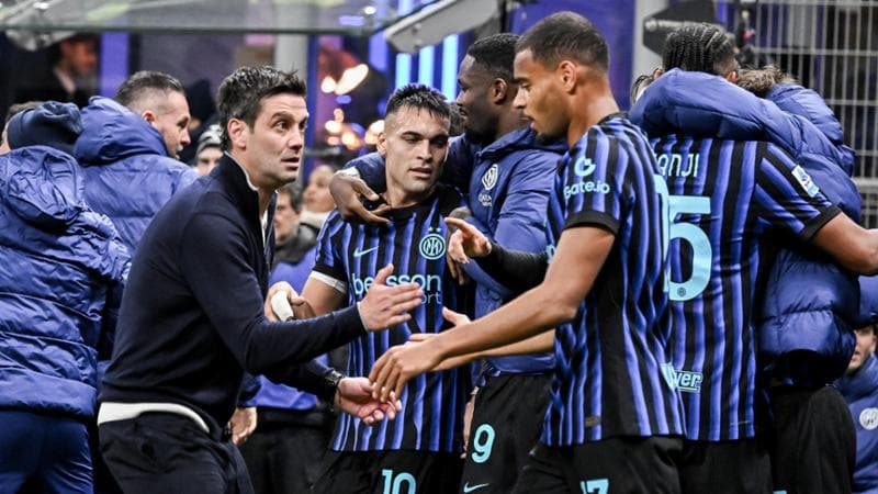 L'esultanza dei giocatori dell'Inter