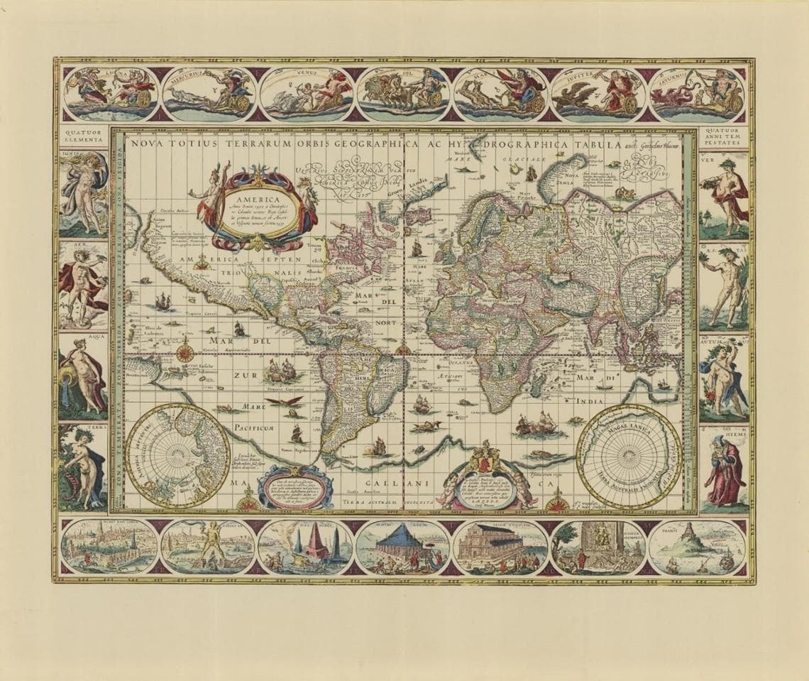 Cartina del mondo di Joan Blaeu, XVII secolo. Fonte