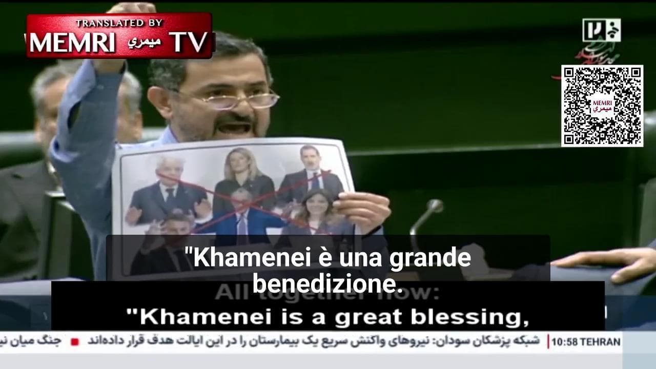 Iran, deputato strappa la foto dei leader europei compreso Mattarella
