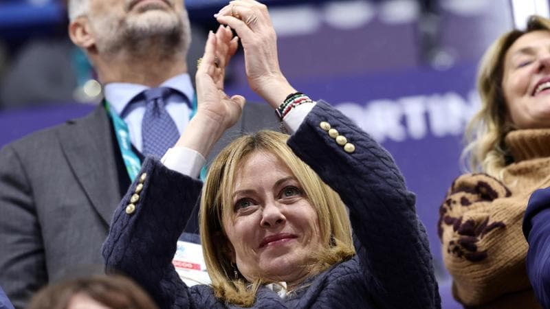 La premier Giorgia Meloni alle olimpiadi invernali