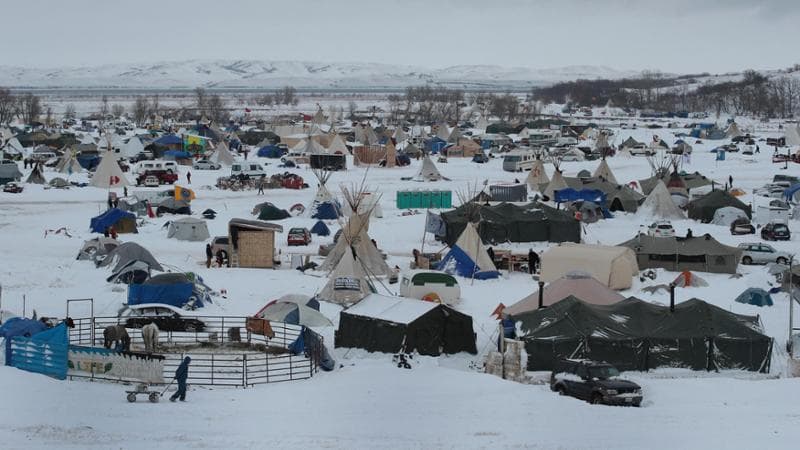 Uno degli accampamenti di Sioux e ambientalisti all'epoca delle proteste