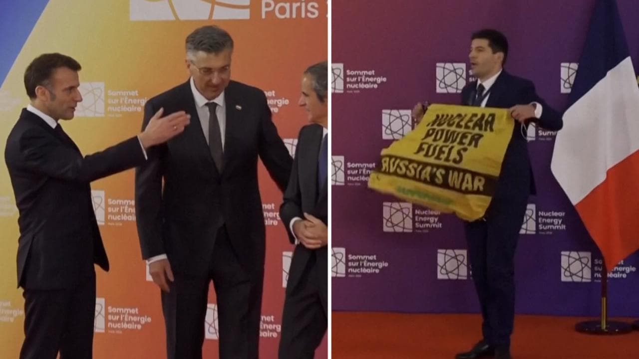 Parigi, manifestanti anti-nucleare avvicinano Macron: il video della protesta