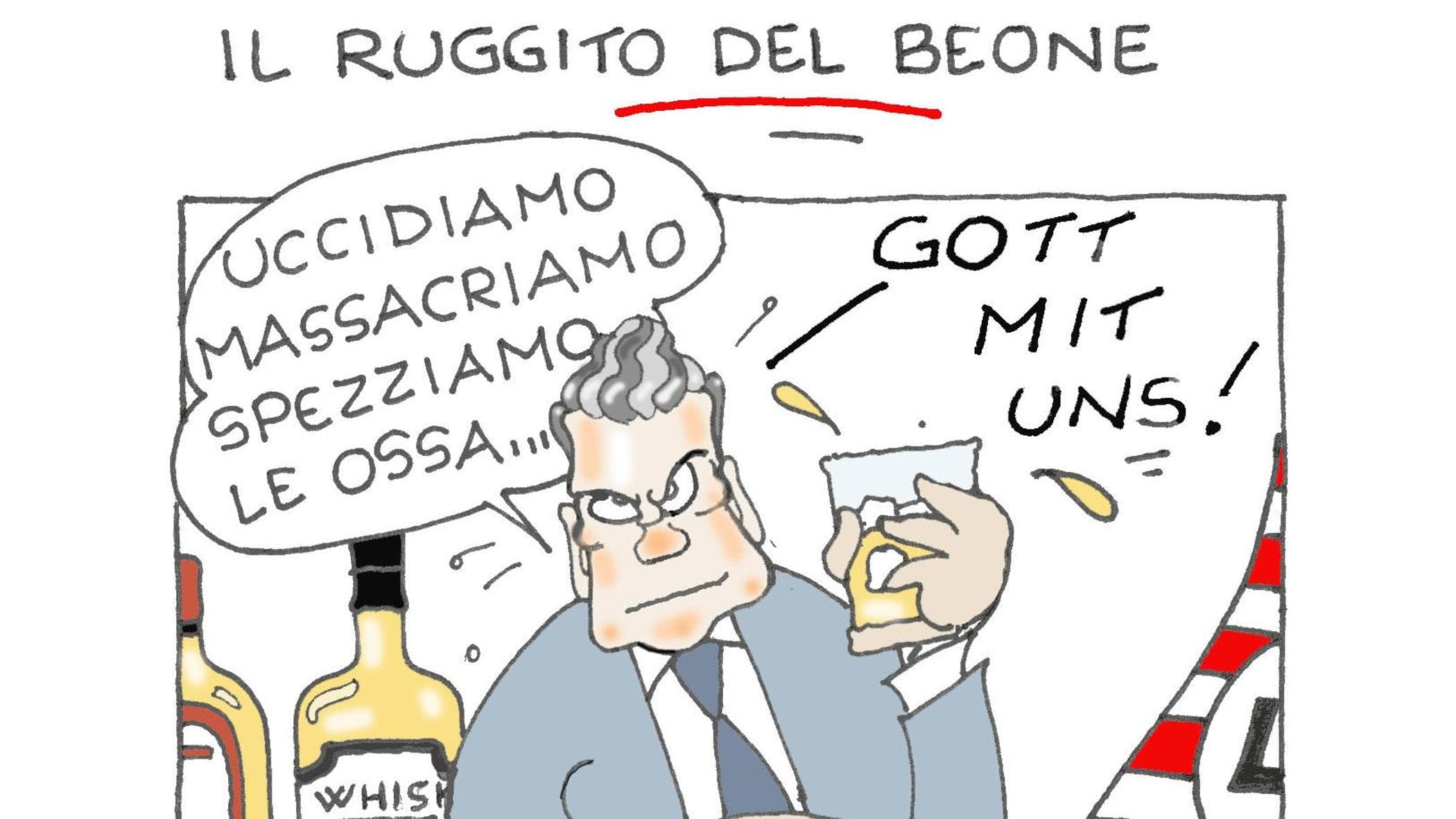 La vignetta di Ellekappa: gli Usa e il ruggito del beone