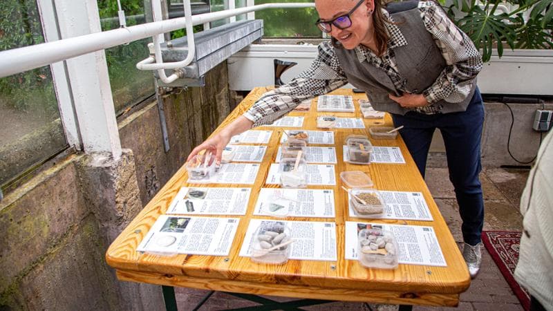 Alcuni campioni di terra in mostra a Londra provenienti da 44 Paesi di tutti i continenti