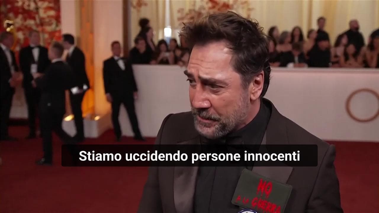 Oscar 2026, Bardem con la scritta 'No alla guerra': "Uccidiamo persone innocenti e usiamo menzogne"