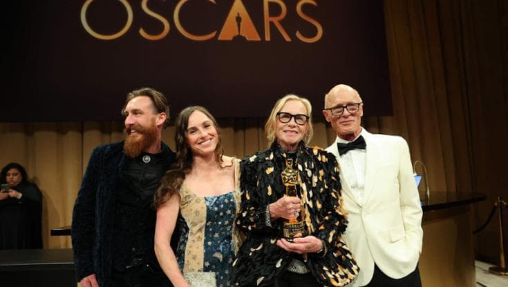 L'attrice con marito e figlia