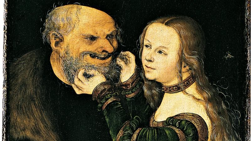 La coppia&nbsp;diseguale, Lucas Cranach, 1530&nbsp;(Photo by Fine Art Images/Heritage Images/Getty Images)
