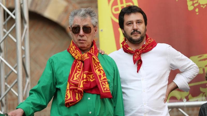 Umberto Bossi e Matteo Salvini in una foto del 2014