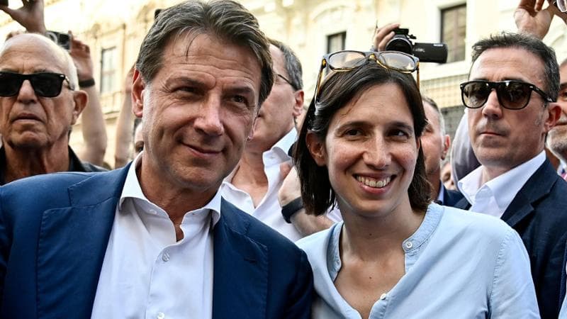 Giuseppe Conte con Elly Schlein