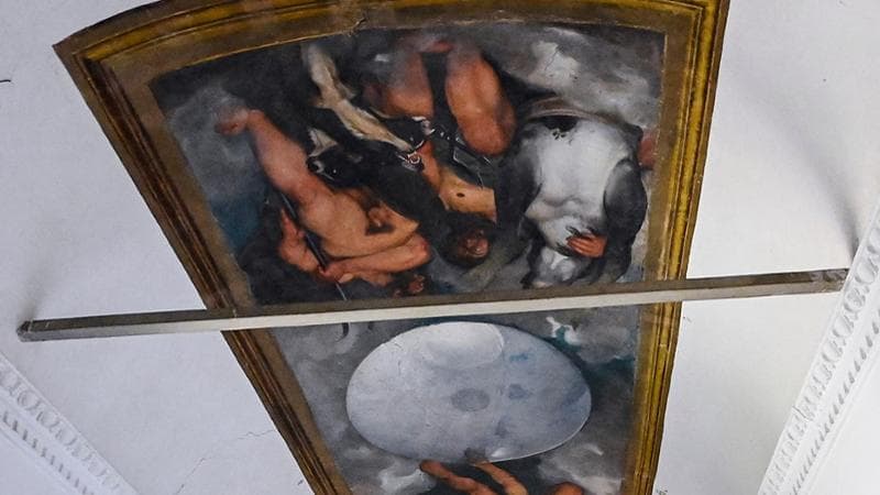 Giove, Nettuno e Plutone (1597), unico dipinto murale di Caravaggio, conservato nel Casino dell’Aurora di Villa Ludovisi, 
a Roma (Riccardo Antimiani / Getty images)