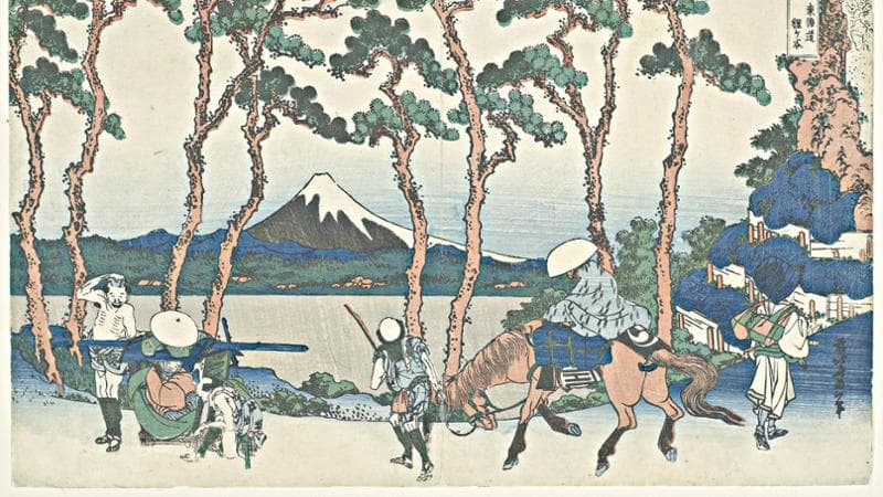 Katsushika Hokusai: Hodogaya sulla Tōkaidō, ca. 1832 (Museo Nazionale di Cracovia)
