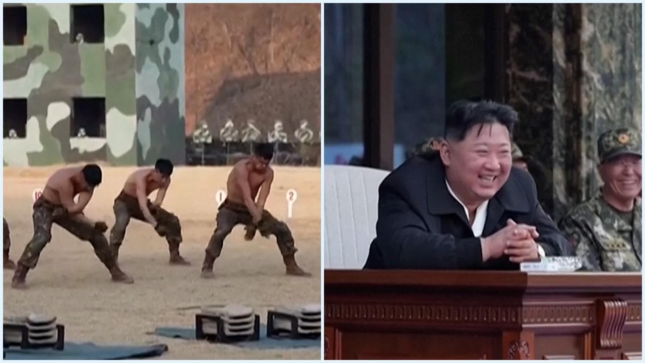Colpi di arti marziali e prove di forza: l'esibizione dei soldati nordcoreani sotto gli occhi di Kim