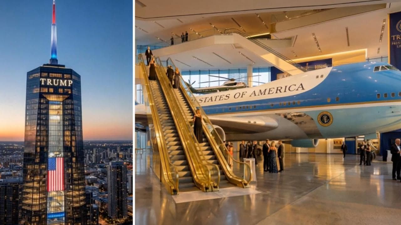 Ecco come sarà la faraonica biblioteca di Trump a Miami: aerei, statue, oro ma niente libri