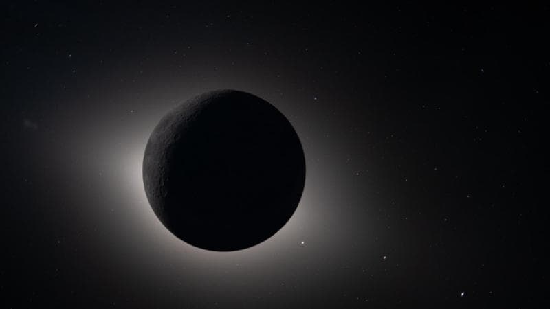 L'eclissi, con la Luna che oscura il disco del Sole