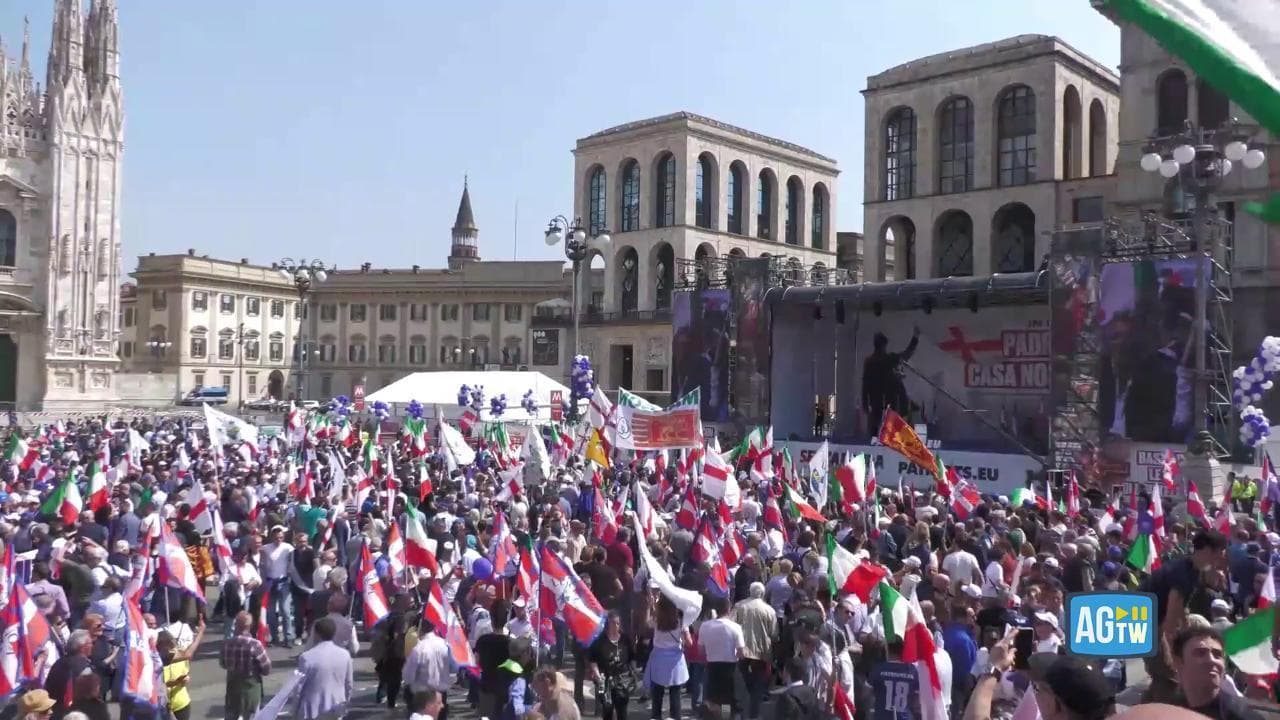 Milano, piazza semivuota per la manifestazione dei Patrioti europei