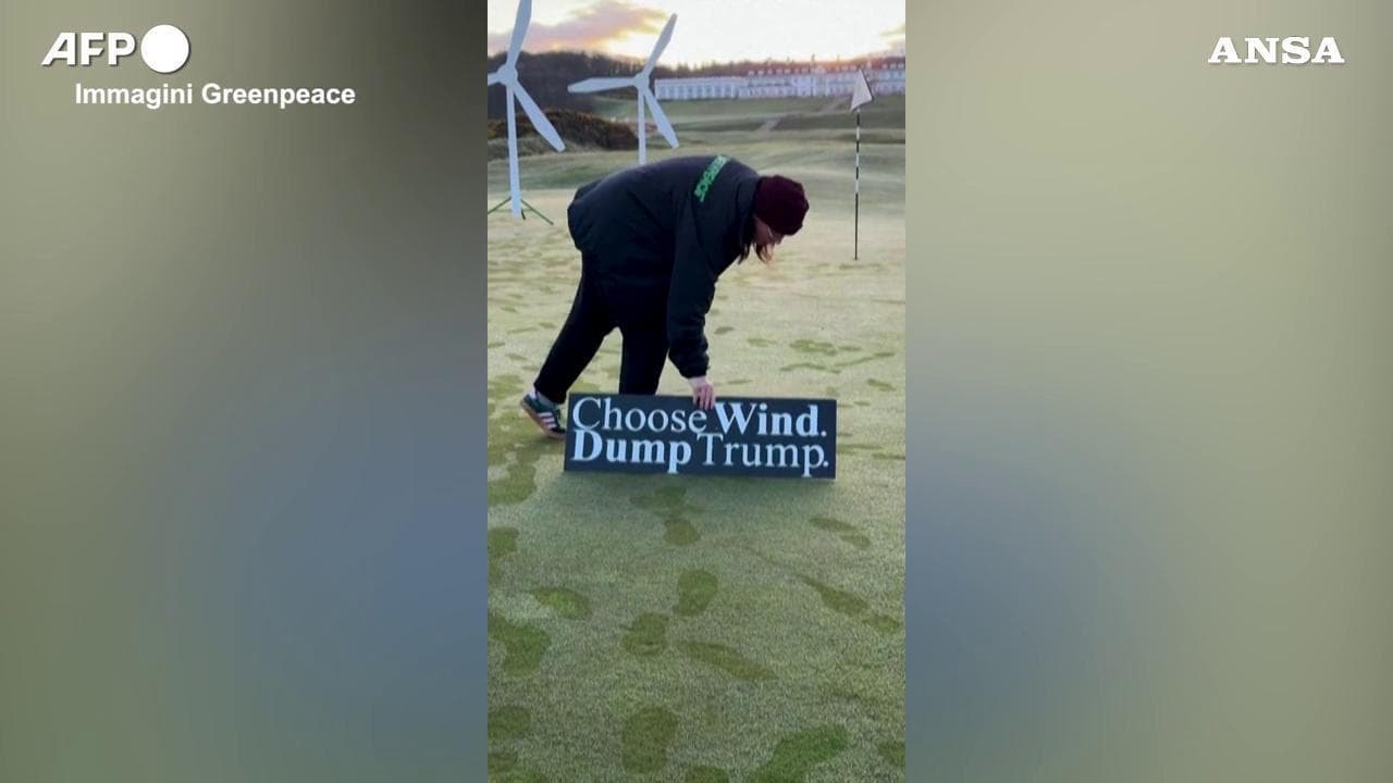 Scozia, la provocazione di Greenpeace: installate pale eoliche sul campo da golf di Trump