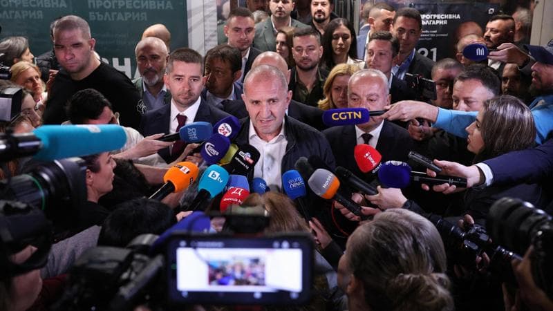 Sofia (Bulgaria), 19 aprile: Rumen Radev dopo la vittoria alle elezioni