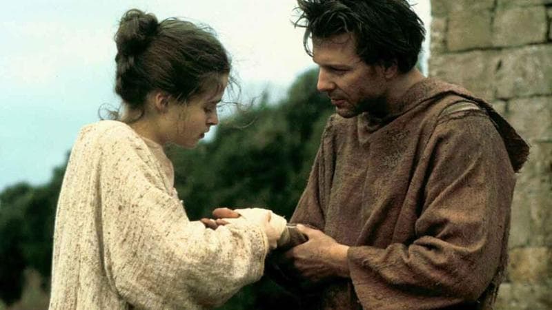 Mickey Rourke e Helena Bonham Carter in nel film drammatico "Francesco" (1989) di Liliana Cavani