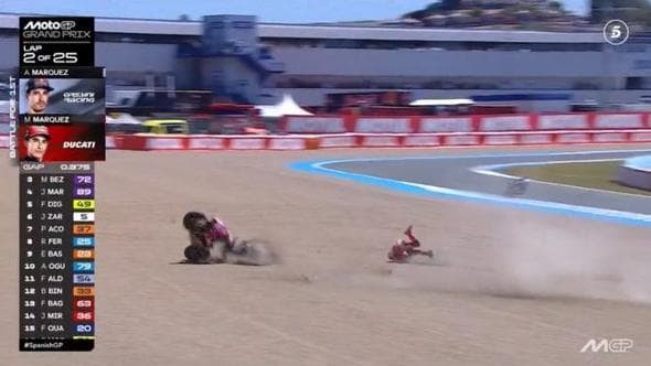 Jerez, Marc Marquez subito fuori dopo una caduta. Si ritira anche Bagnaia. La gara in diretta