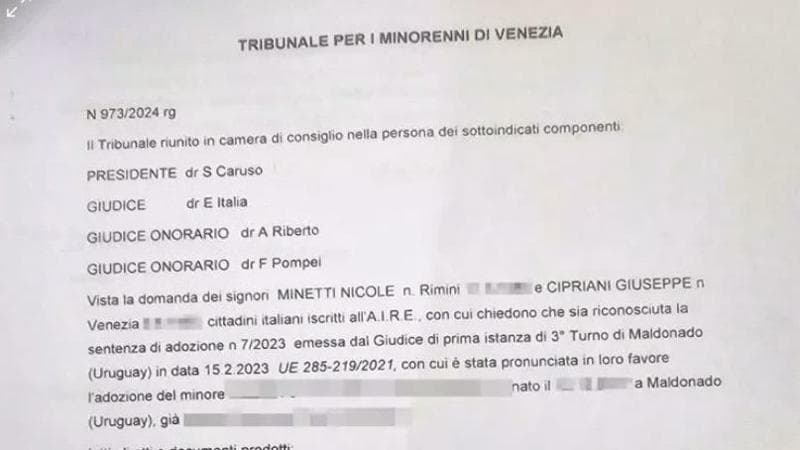 Anteprima: Caso Minetti, media Uruguay: adozione fu irregolare. Pg: verifiche su presa di distanza d…