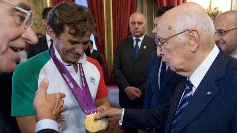 Zanardi con il Presidente della Repubblica Giorgio Napolitano in una foto del 2012