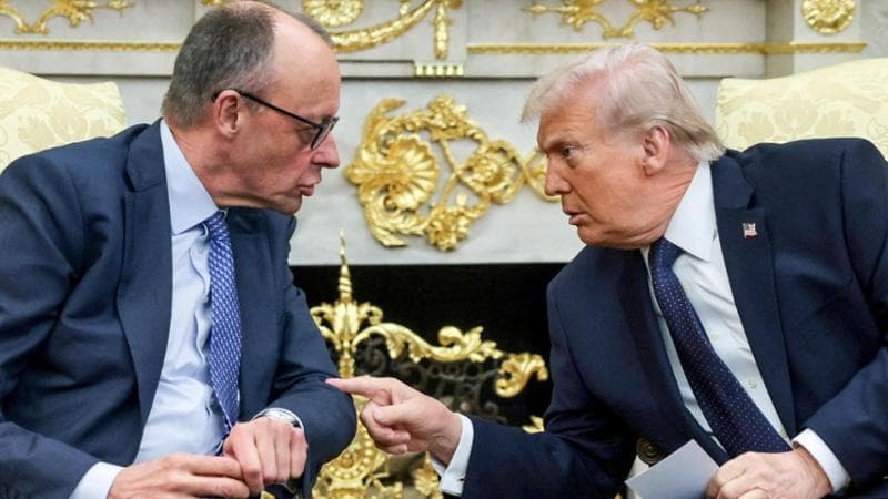 Washington, 3 marzo: Friedrich Merz e Donald Trump nello studio ovale alla Casa Bianca