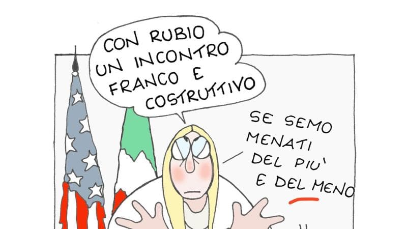 Anteprima: L’incontro tra Rubio e Meloni nella vignetta di Ellekappa