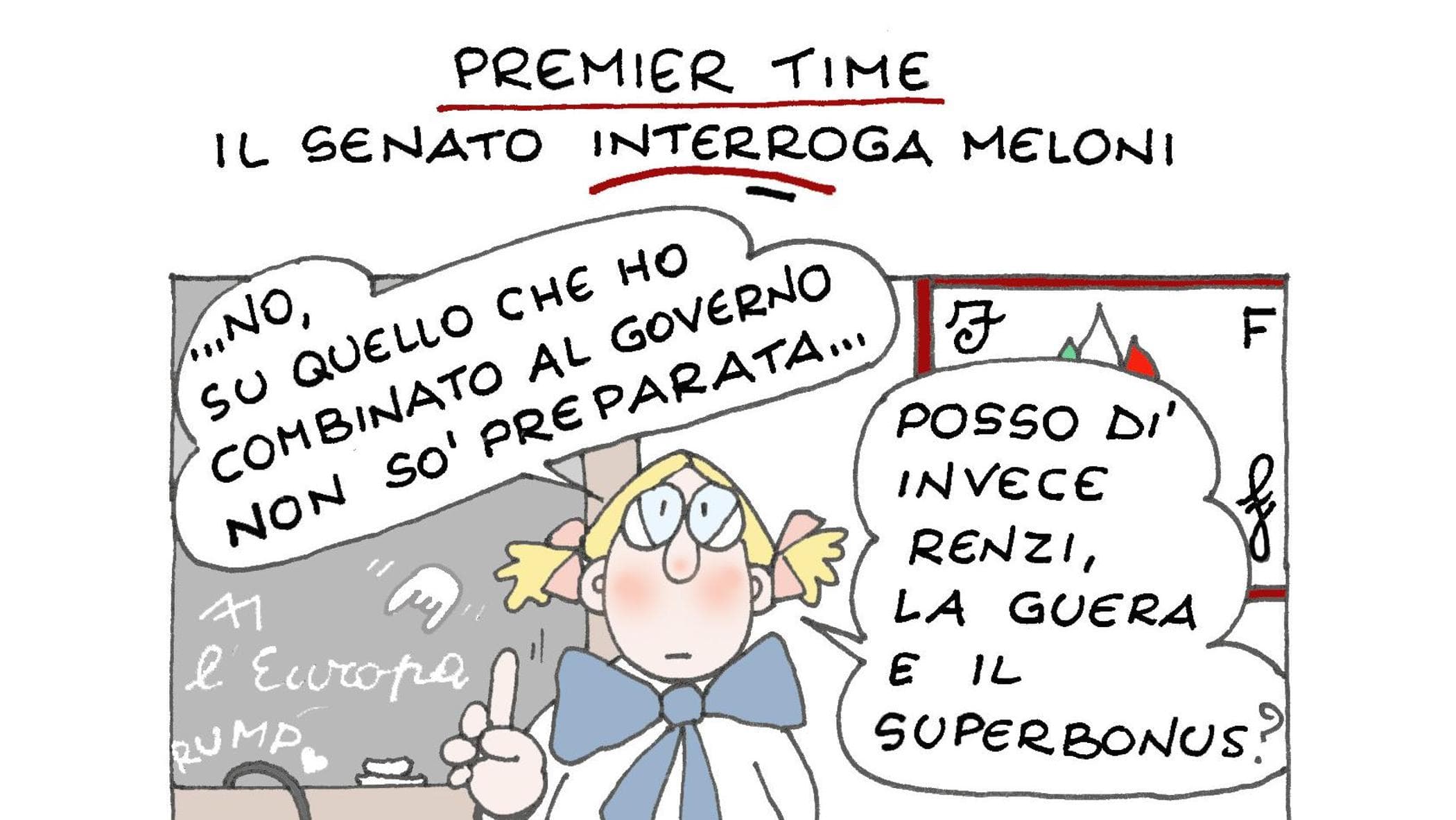 La vignetta di Ellekappa: Meloni al premier time
