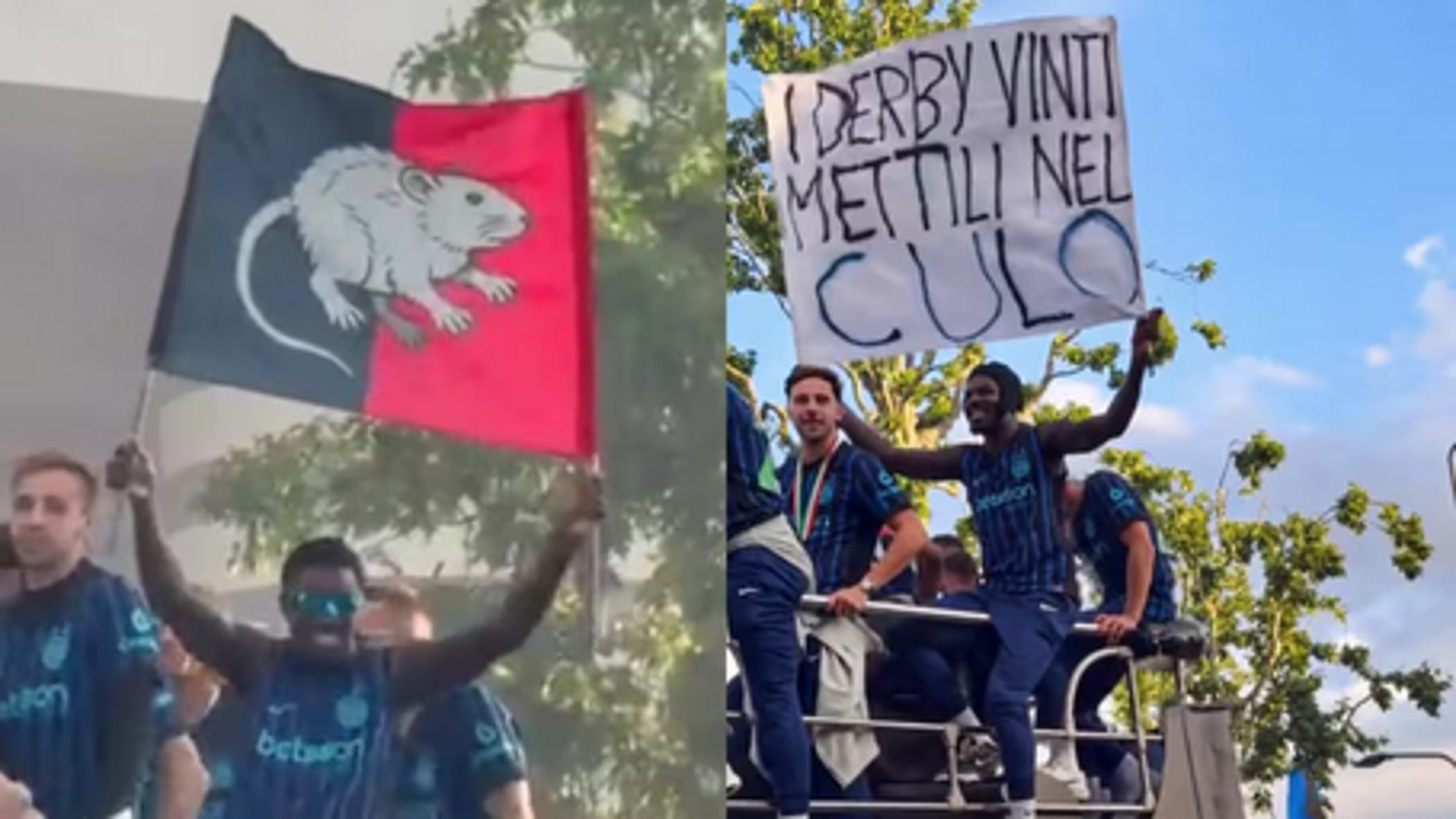 Thuram e gli striscioni volgari e offensivi contro il Milan durante la festa scudetto