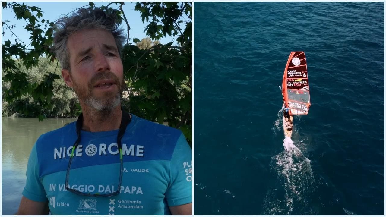 Da Nizza a Roma in windsurf. Merijn Tinga, il biologo che sfida la plastica: "E ora vado dal Papa"