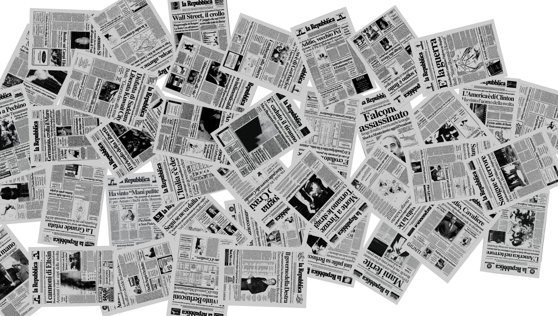 Vota una delle 40 prime pagine di Repubblica scelte tra il 1986 e il 1995