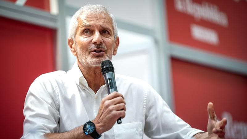 Gianrico Carofiglio all'Arena Robinson di Repubblica al salone del libro. Torino 14 maggio 2026 ANSA/TINO ROMANO