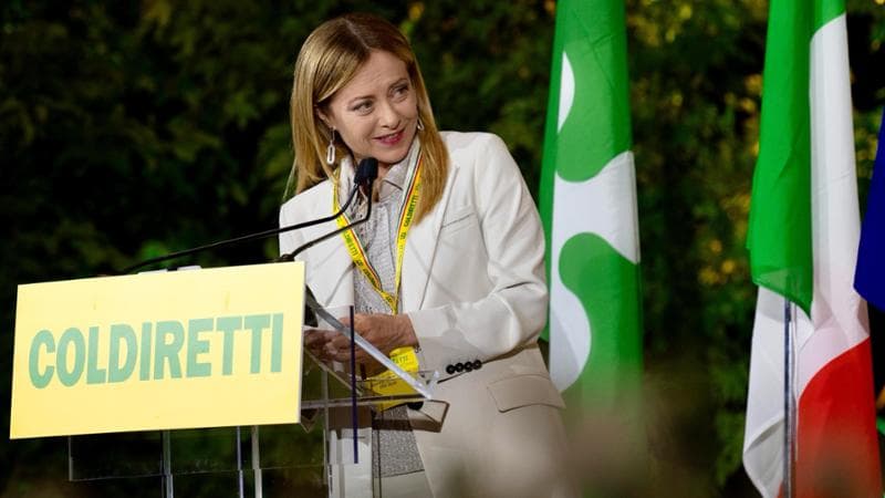 La presidente del Consiglio Giorgia Meloni all'assemblea di Coldiretti