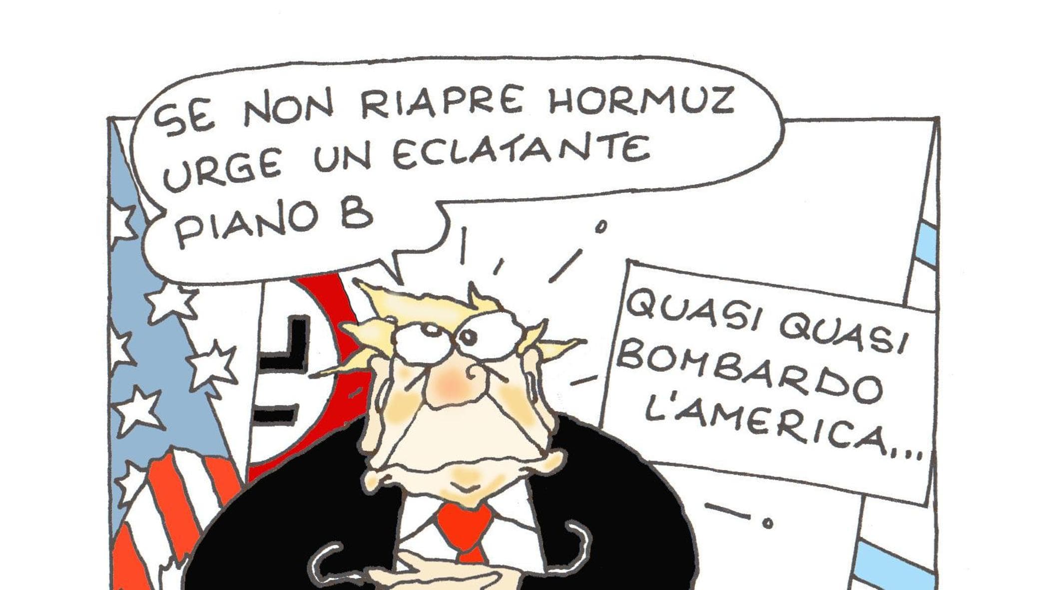 Trump e l’Iran nella vignetta di Ellekappa