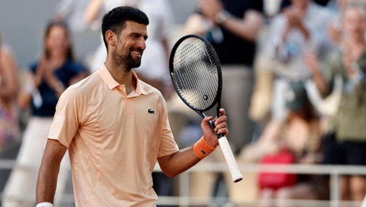 Il sorriso di Djokovic al termine del match contro Royer